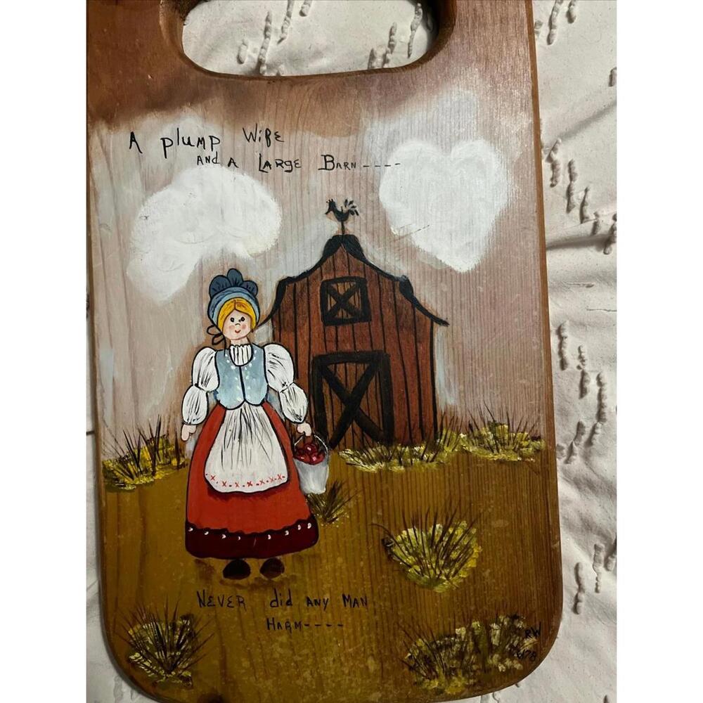 Vintage 1978 Hand Painted Folk Art Wood Plaque Farmhouse Kitchen Wall Sign RW - Picture 2 of 9